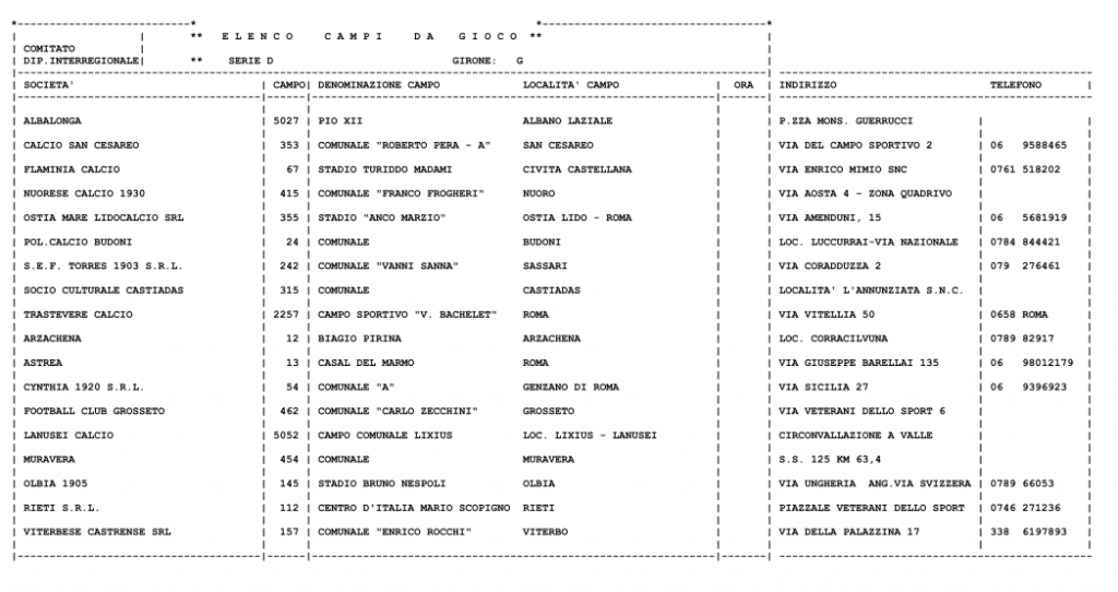 Ecco gli stadi della Serie D girone G 2015-16