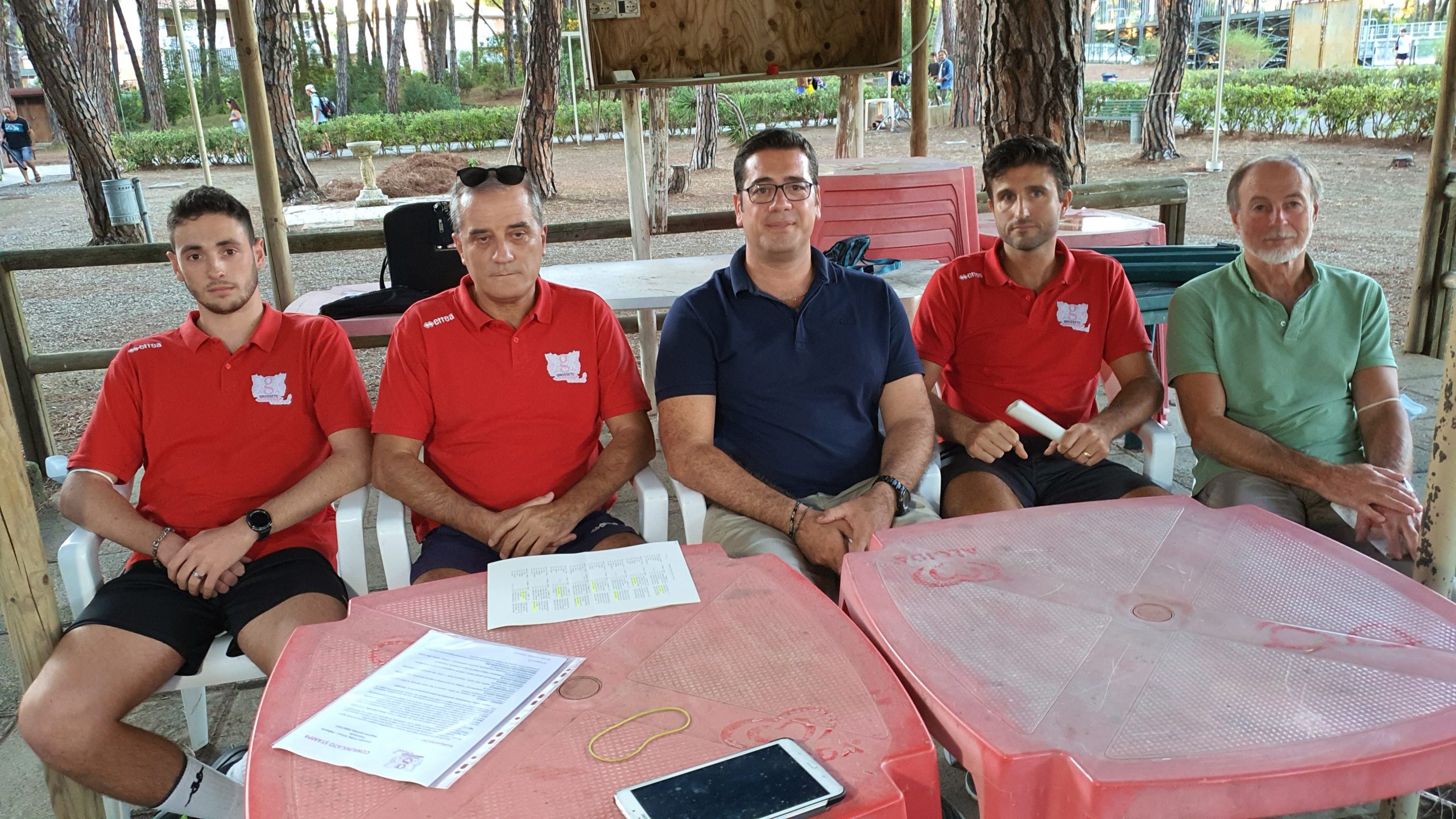 grosseto-volley-school-da-sx-vice-all.-gianluca-Vaccaro-all.-Luigi-Ferraro-v.-pres.-Michele-DErasmo-all.-serie-D-enrico-ferrari-dt.-Michele-Tosi