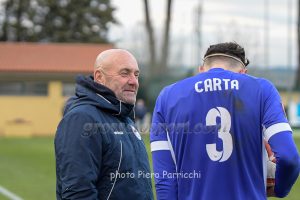 Mister Favarin parla con Carta dell'Ostiamare, autore del gol ospite