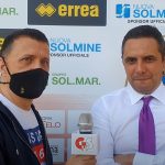 Yuri Galgani (a sinistra) intervista Lorenzo Mansi dopo Follonica Gavorrano-Sangiovannese 0 a 0