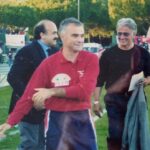 Us Grosseto-Florentia Viola 2 a 0 – mister Indiani e alle sue spalle Cafaro (a sinistra) e Madau
