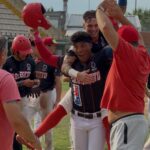 baseball bsc grosseto festeggia la vittoria su Reggio Emilia luglio 2025