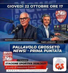 Pallavolo grosseto news grafica prima puntata giovedì 22 ottobre